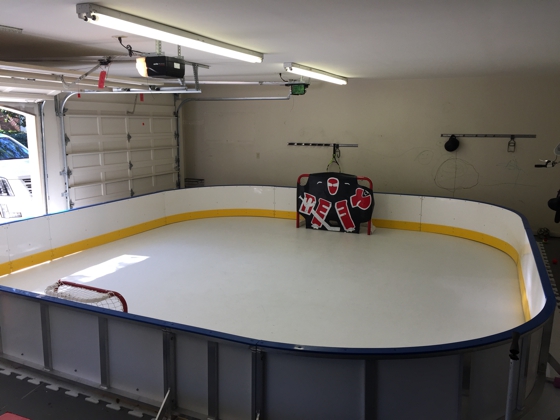 anton stralman nhl synthetic ice hockey rink in garage