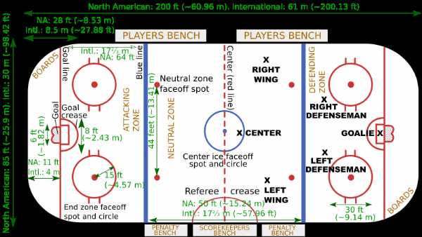NHL International Ice Hockey Rink Diagram