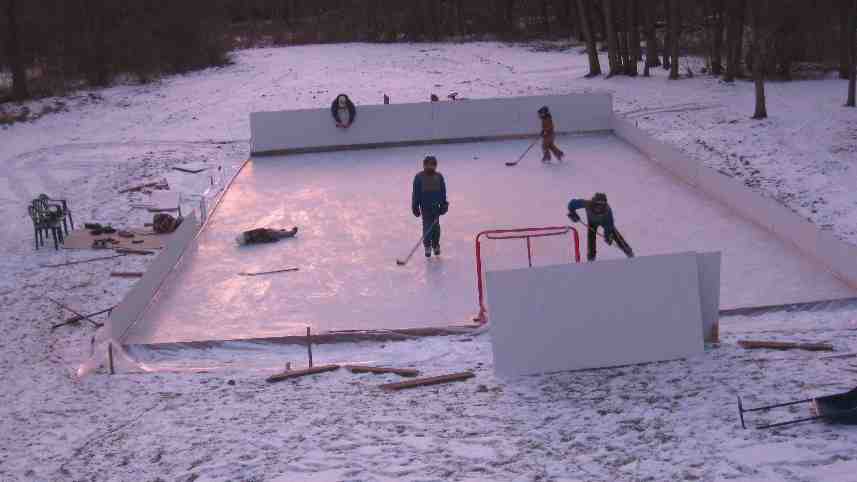 Kids Skating and Falling on Our Backyard Ice Rink