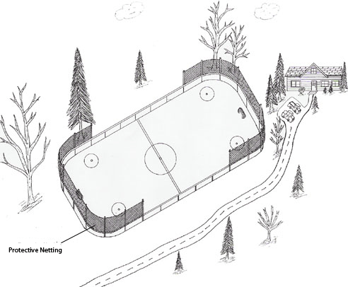 Ice Hockey Rink Showing Protective Netting