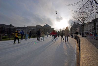 Outdoor Skating Rink of Kongens Nytorv in Copenhagen, Denmark