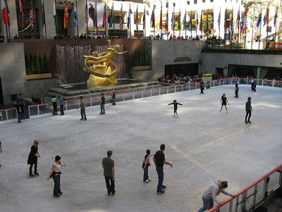Outdoor Skating Rink of Rockefeller Plaza in New York, USA