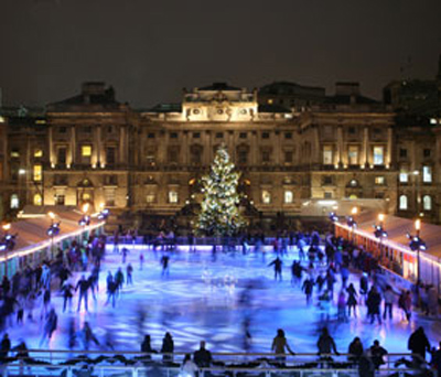 Outdoor Skating Rink of Somerset House in London, England