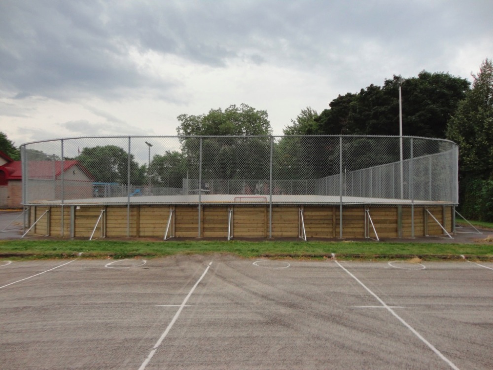 Front View of Wooden Municipal Ice Rink in Lachine, Quebec