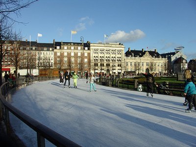 Outdoor Skating Rink of Kongens Nytorv in Copenhagen, Denmark