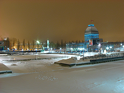 Outdoor Skating Rink of Old Port Rink in Montreal, Canada.