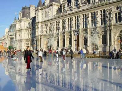 Outdoor Skating Rink of Place de L'Hôtel de Ville in Paris, France